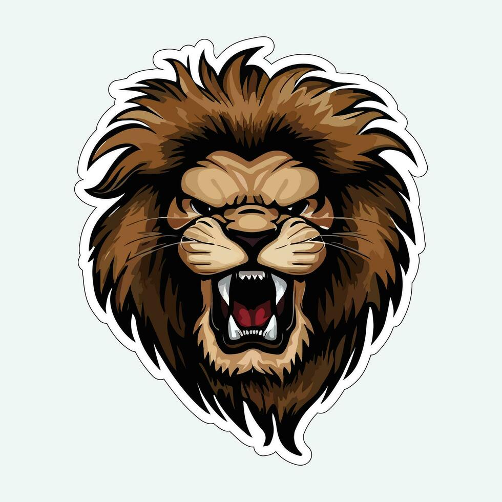 Lion face and head vector art sticker and logo template