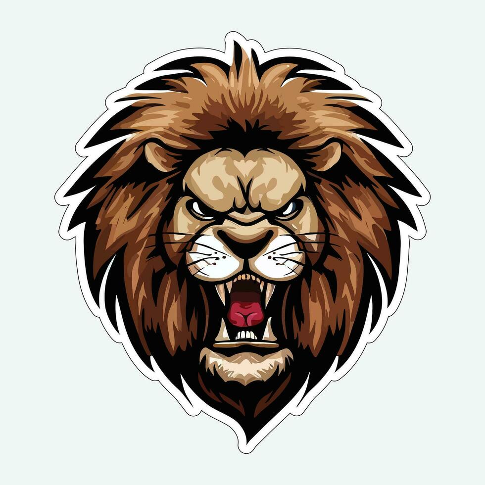 Lion face and head vector art sticker and logo template