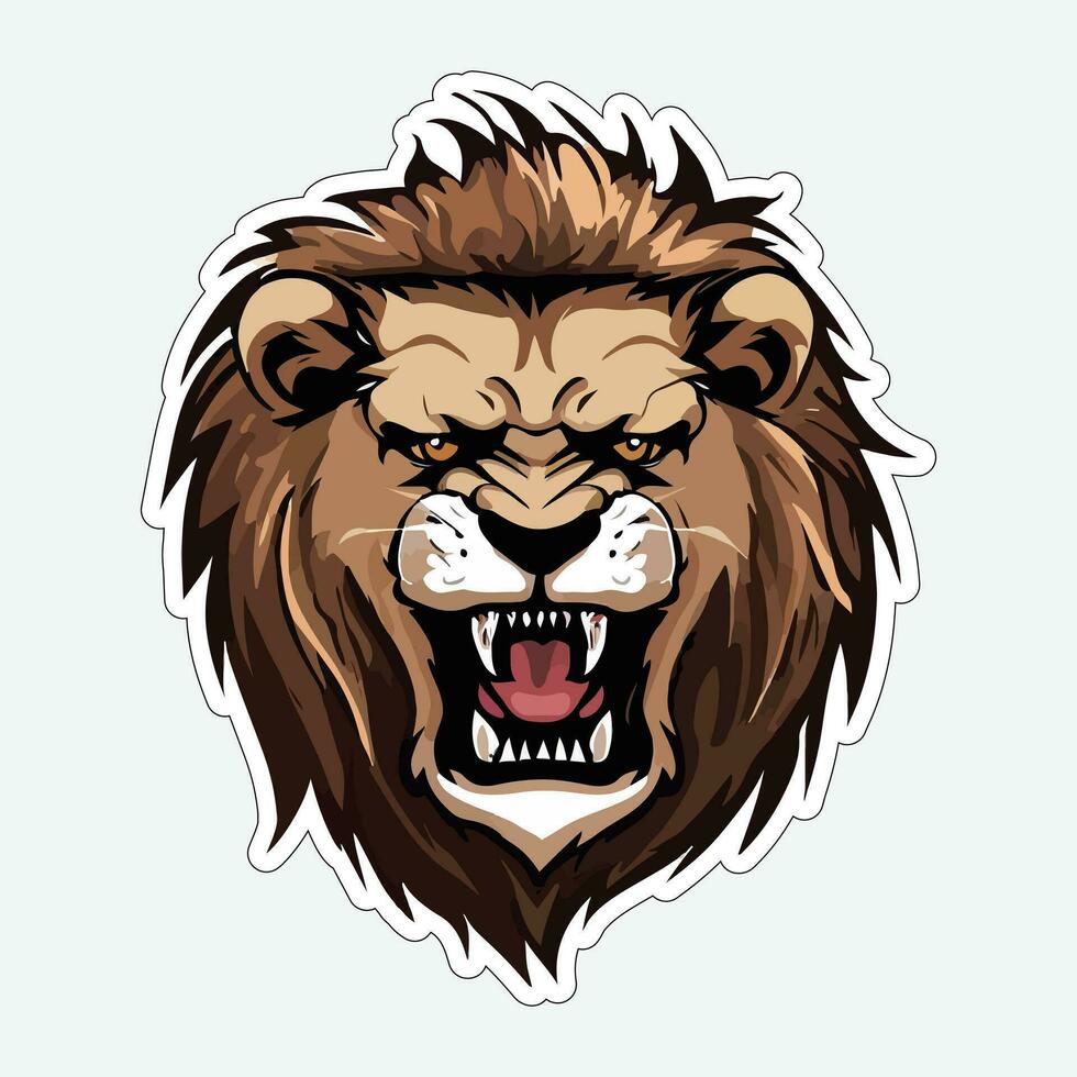 Lion face and head vector art sticker and logo template