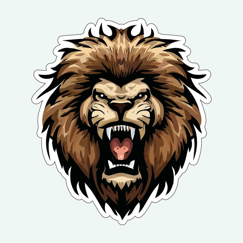 Lion face and head vector art sticker and logo template