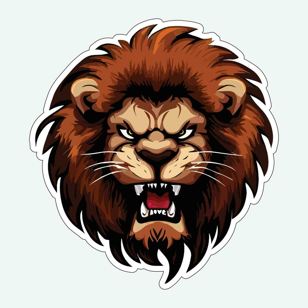 Lion face and head vector art sticker and logo template