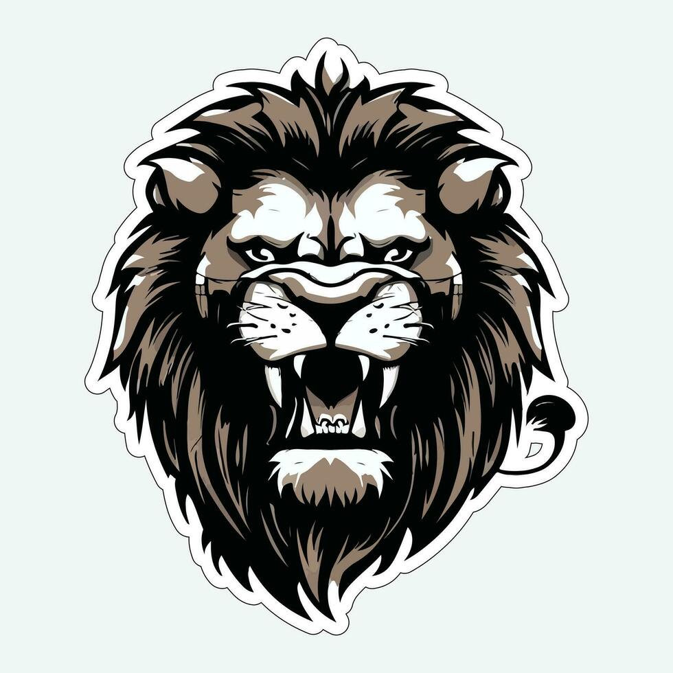 Lion face and head vector art sticker and logo template