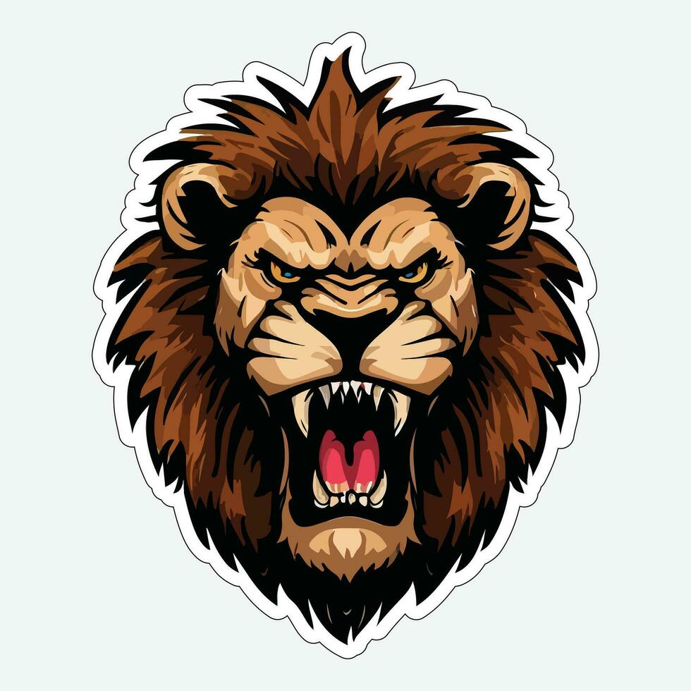 Lion face and head vector art sticker and logo template
