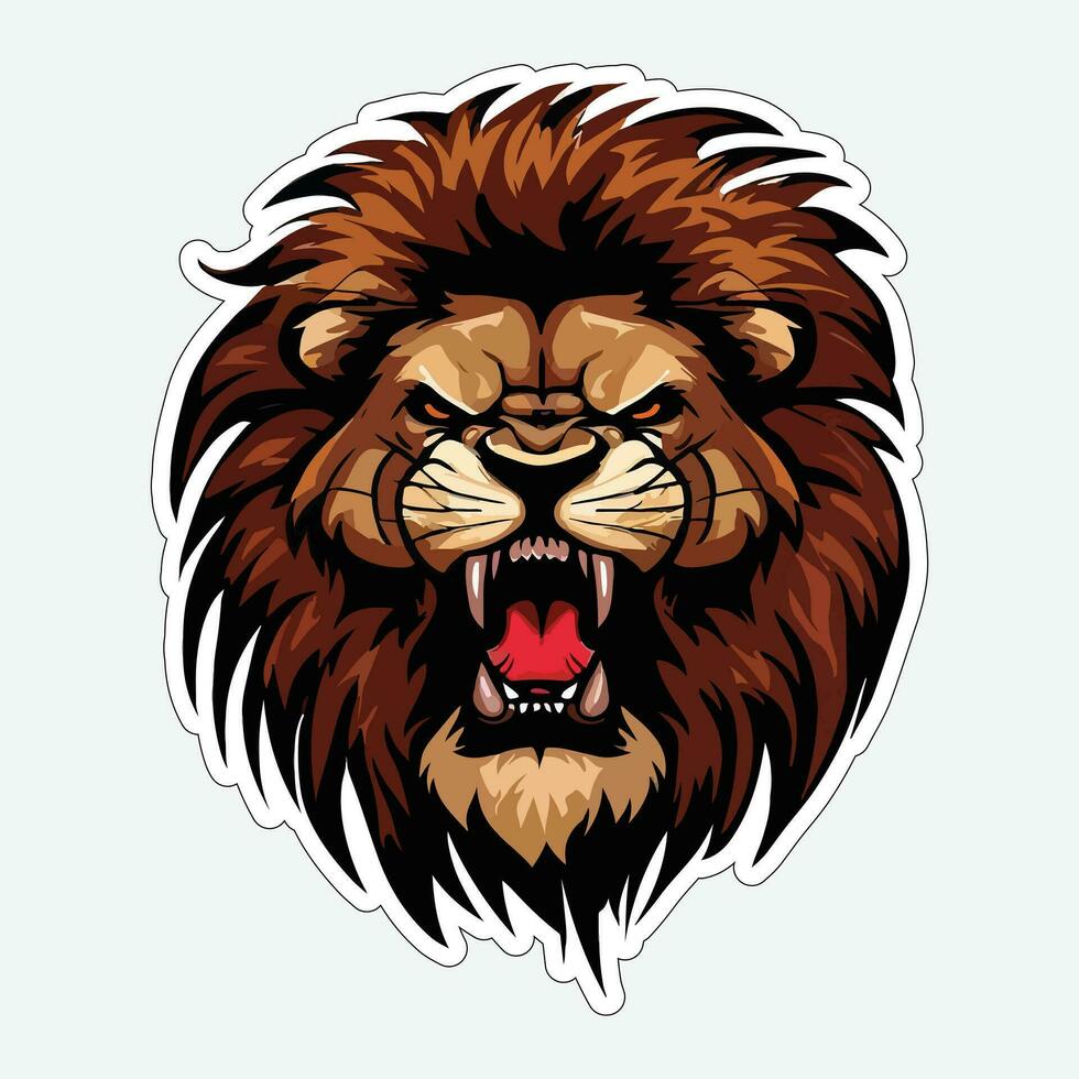 Lion face and head vector art sticker and logo template