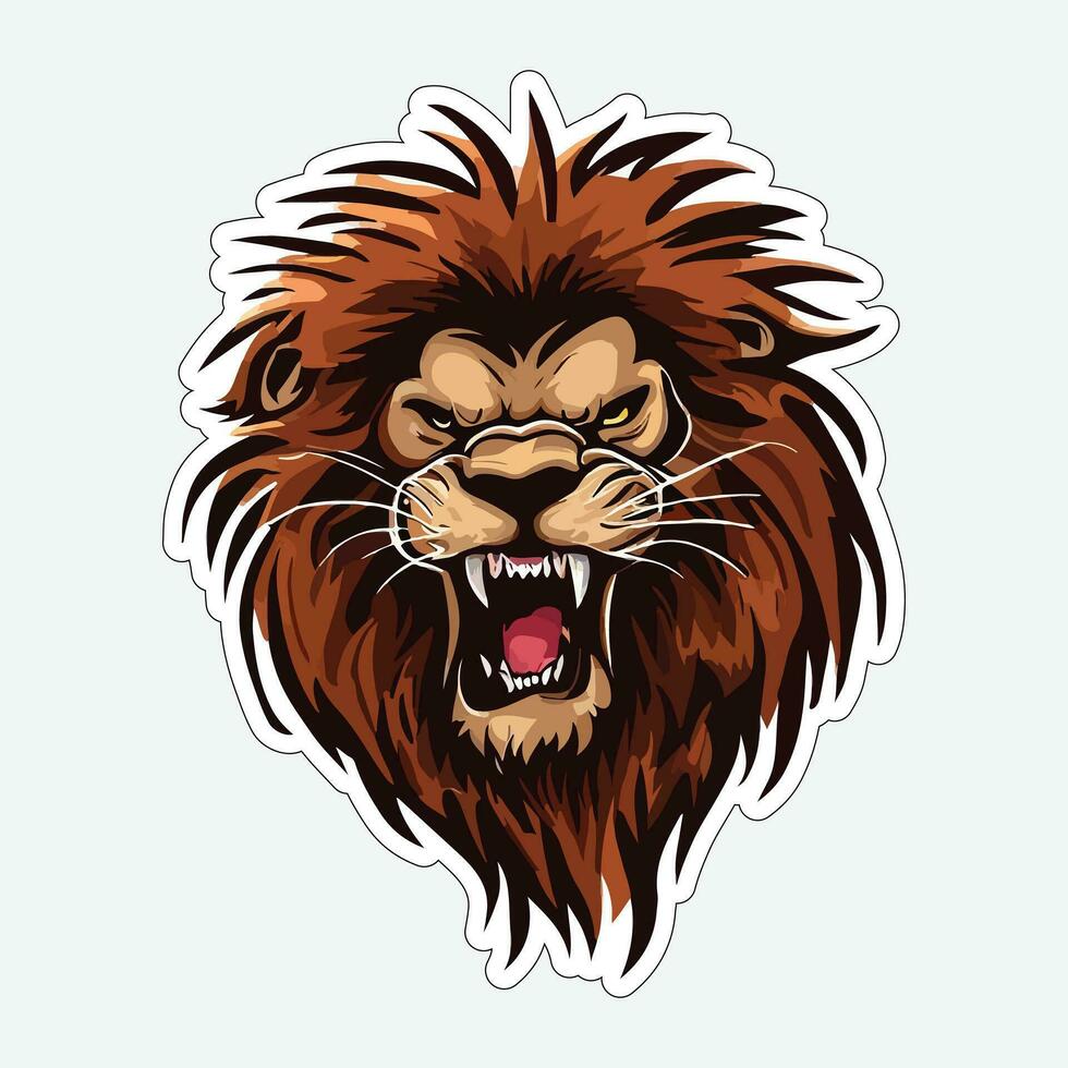 Lion face and head vector art sticker and logo template