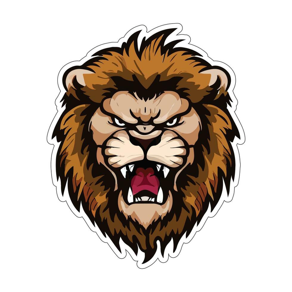 Lion face and head vector art sticker and logo template