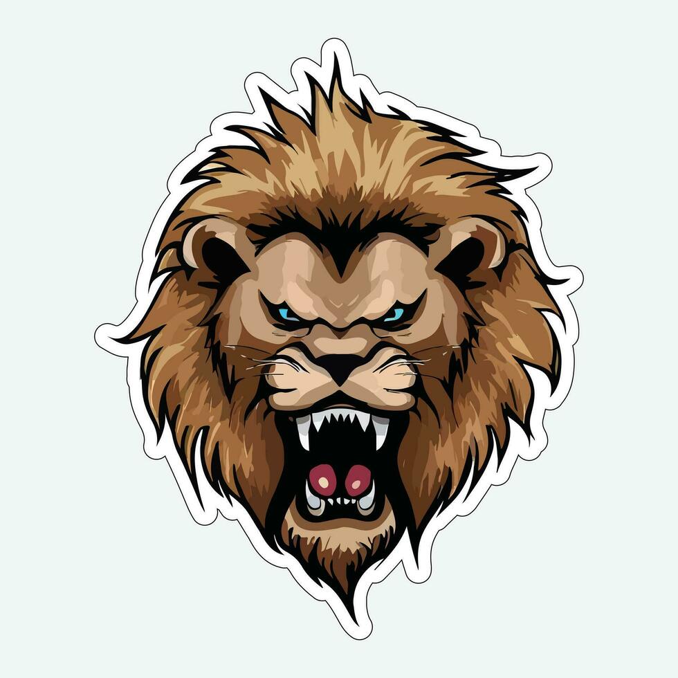 Lion face and head vector art sticker and logo template