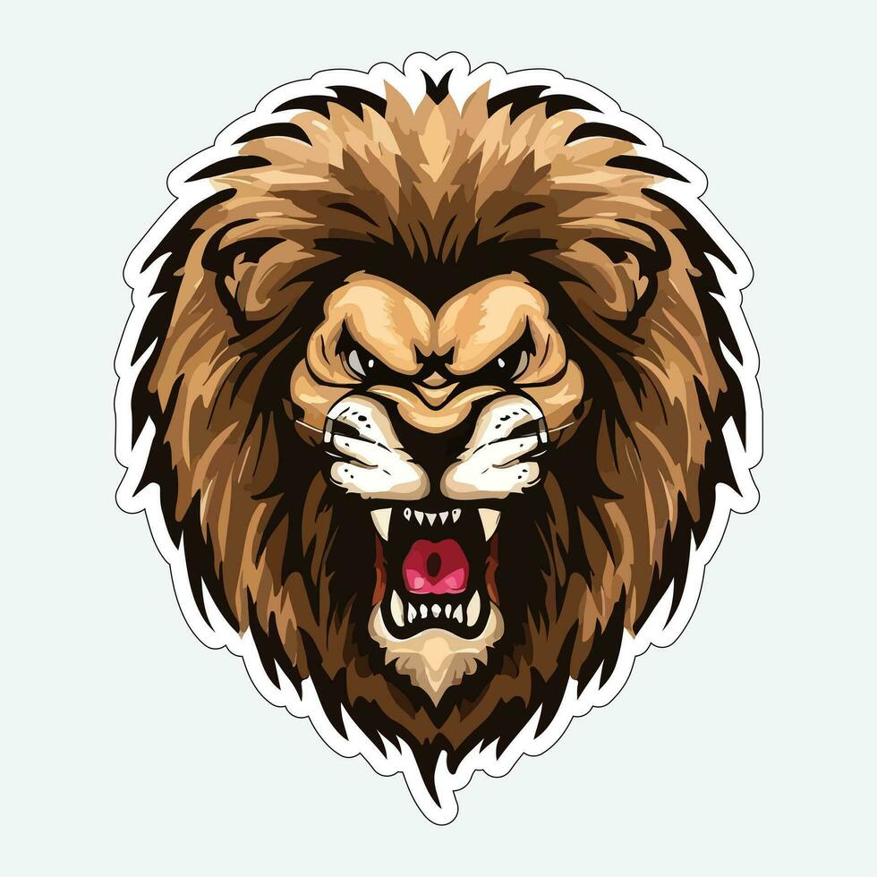 Lion face and head vector art sticker and logo template