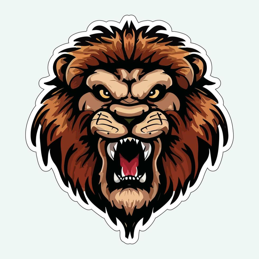 Lion face and head vector art sticker and logo template