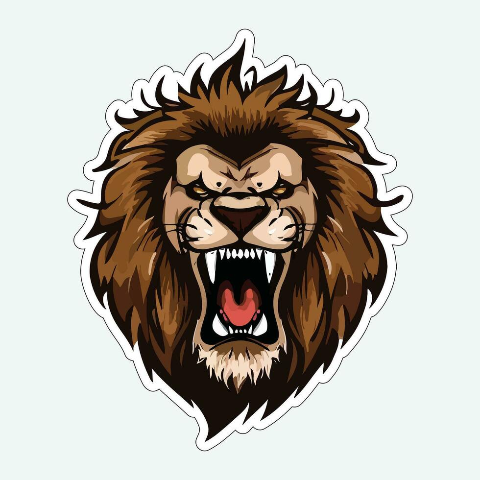 Lion face and head vector art sticker and logo template