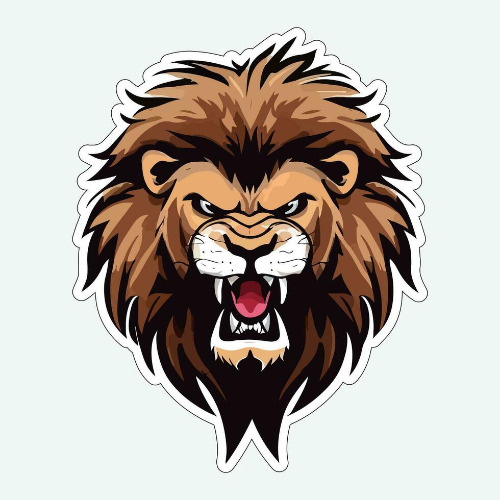 Lion face and head vector art sticker and logo template