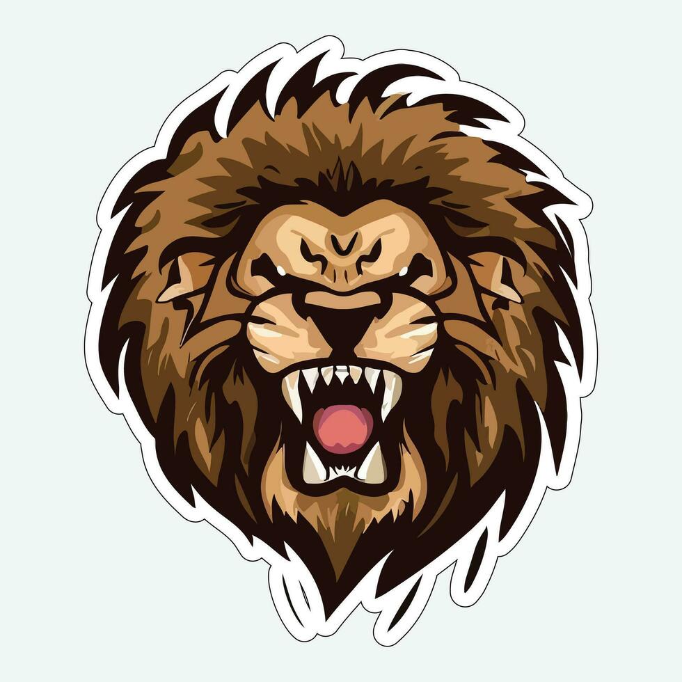 Lion face and head vector art sticker and logo template