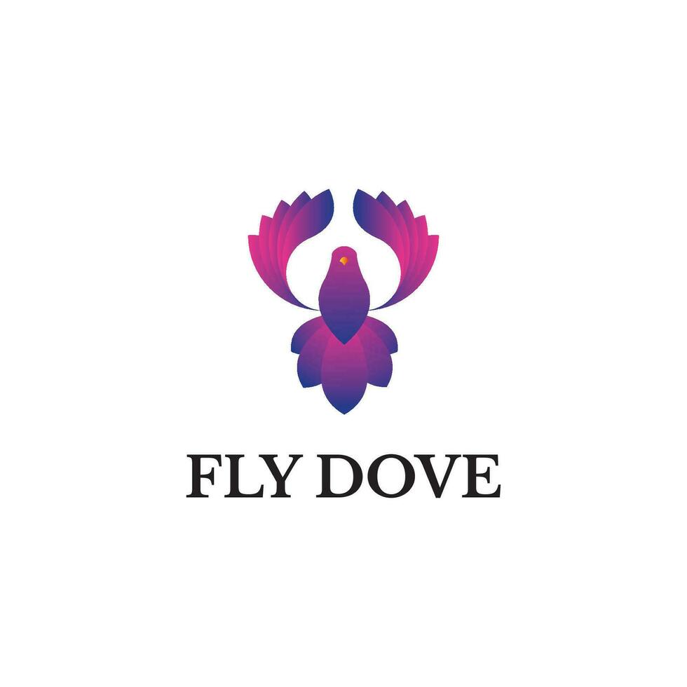 flying dove bird with a gradient logo design template vector and fully editable