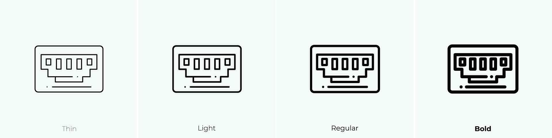 vga icono. delgado, luz, regular y negrita estilo diseño aislado en blanco antecedentes vector