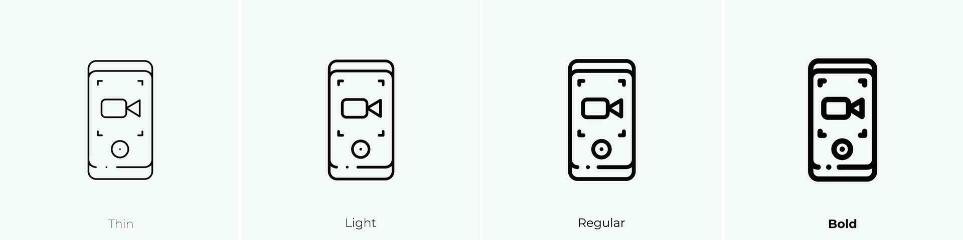 video record icon. Thin, Light, Regular And Bold style design isolated on white background vector