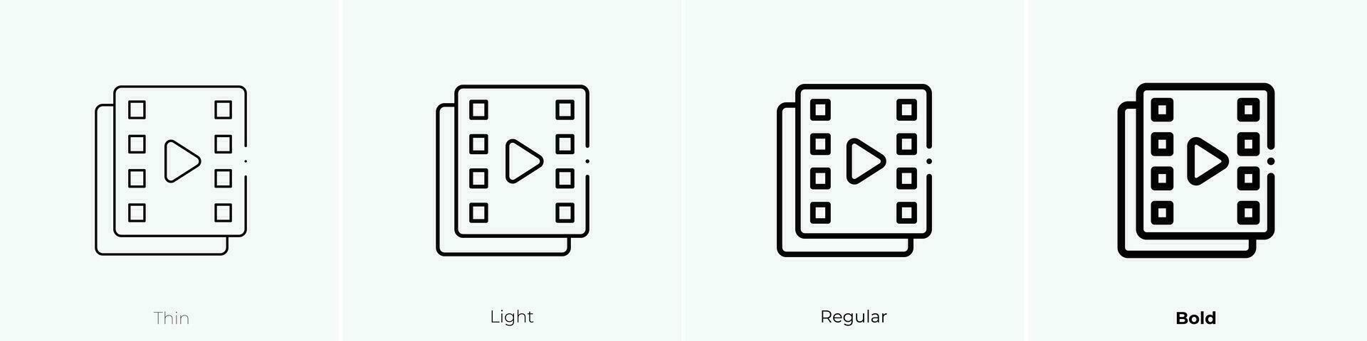 video icon. Thin, Light, Regular And Bold style design isolated on white background vector