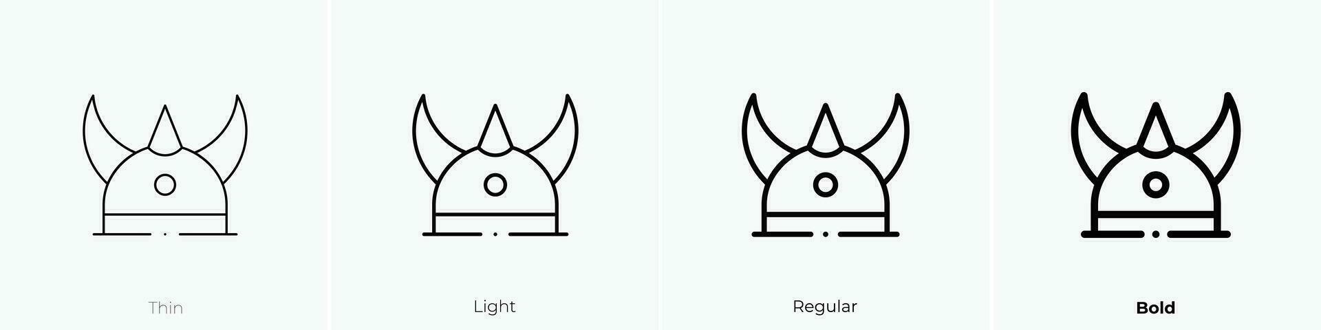 viking helmet icon. Thin, Light, Regular And Bold style design isolated on white background vector