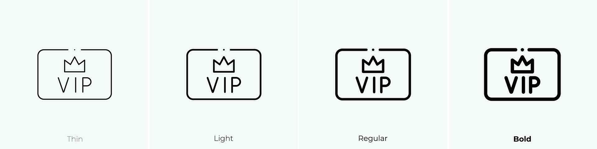 vip card icon. Thin, Light, Regular And Bold style design isolated on white background vector