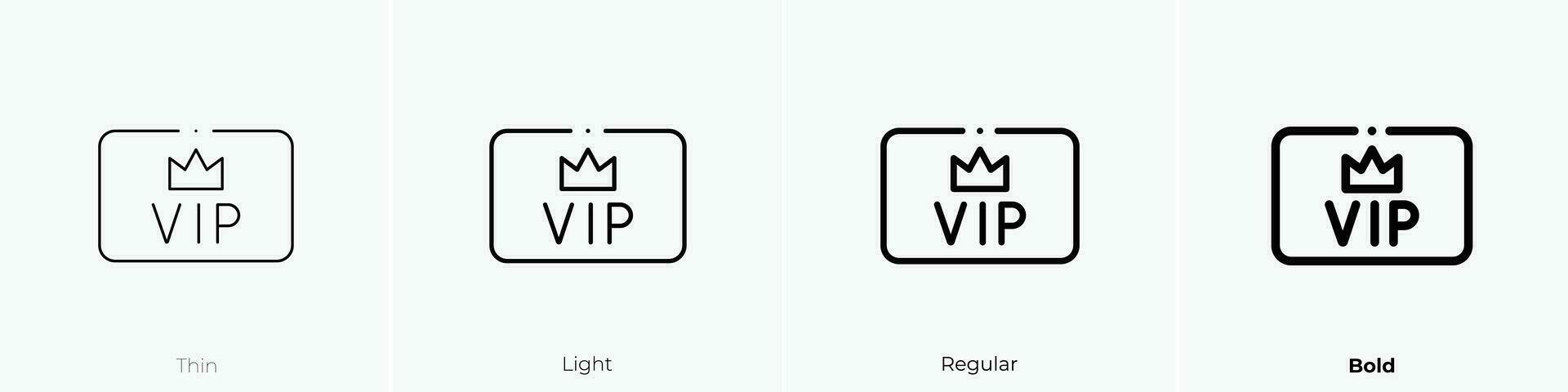 VIP tarjeta icono. delgado, luz, regular y negrita estilo diseño aislado en blanco antecedentes vector