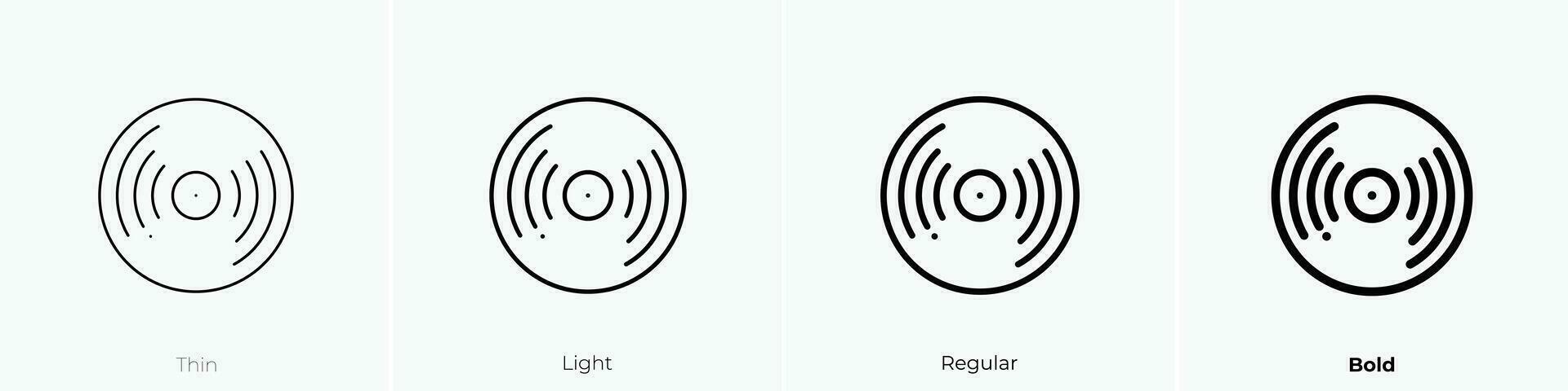 vinilo icono. delgado, luz, regular y negrita estilo diseño aislado en blanco antecedentes vector