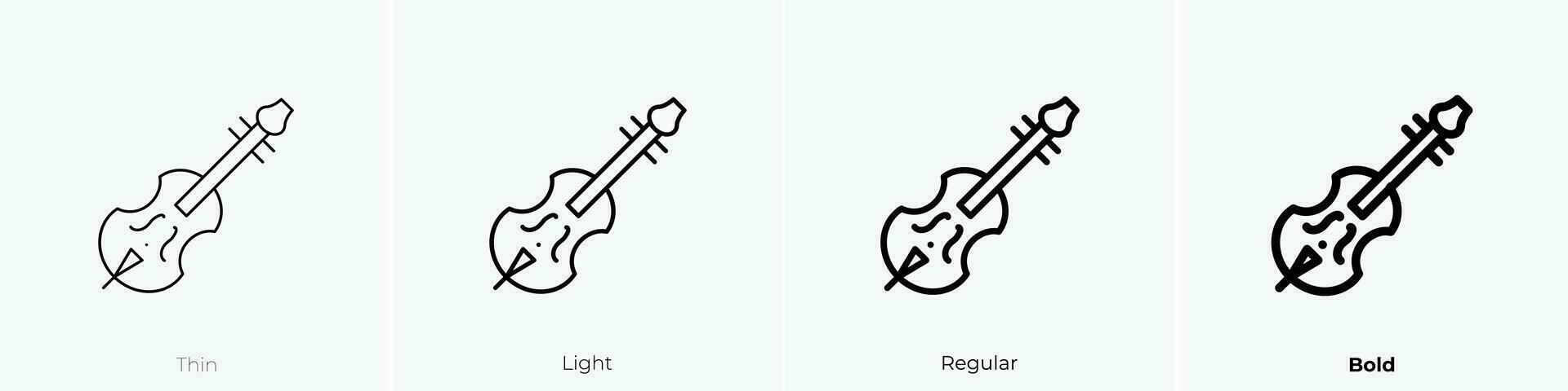 violin icon. Thin, Light, Regular And Bold style design isolated on white background vector