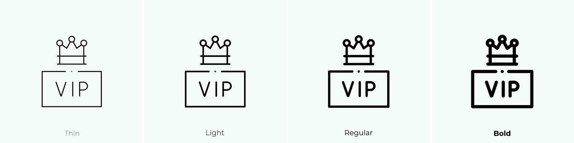 VIP icono. delgado, luz, regular y negrita estilo diseño aislado en blanco antecedentes vector