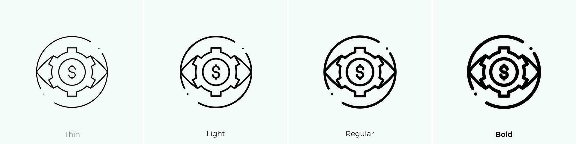 visión icono. delgado, luz, regular y negrita estilo diseño aislado en blanco antecedentes vector