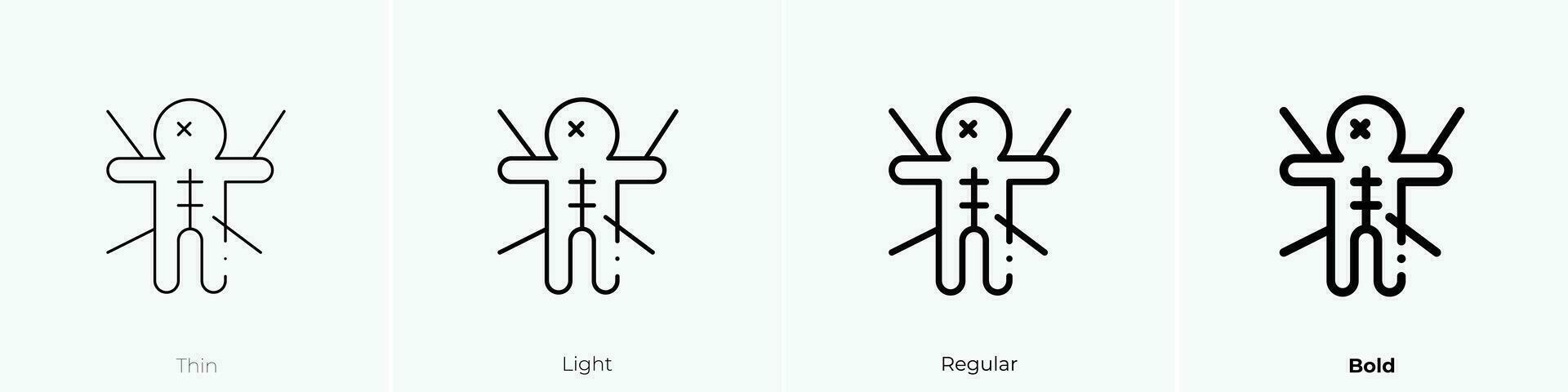 voodoo doll icon. Thin, Light, Regular And Bold style design isolated on white background vector