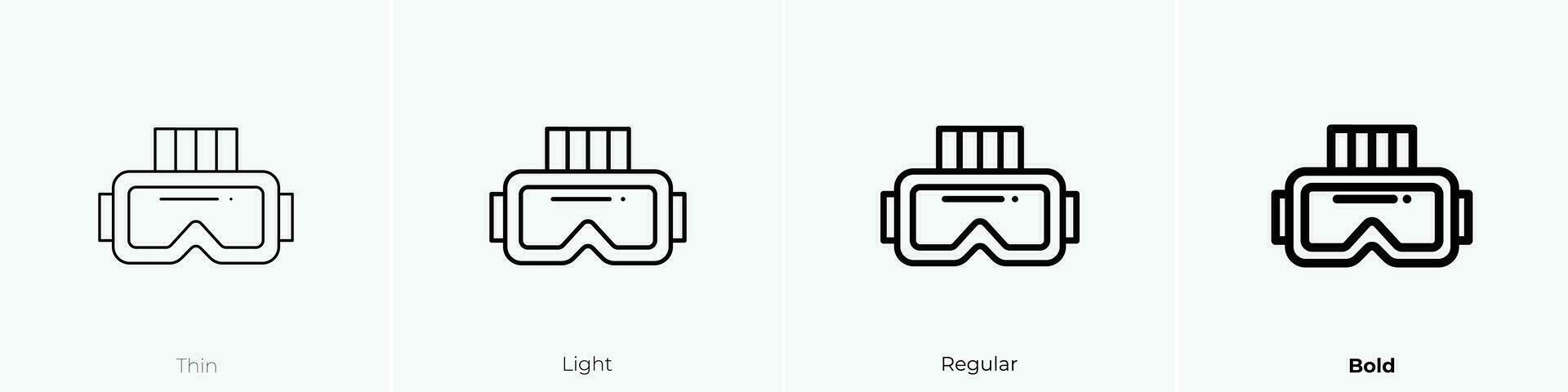vr glasses icon. Thin, Light, Regular And Bold style design isolated on white background vector