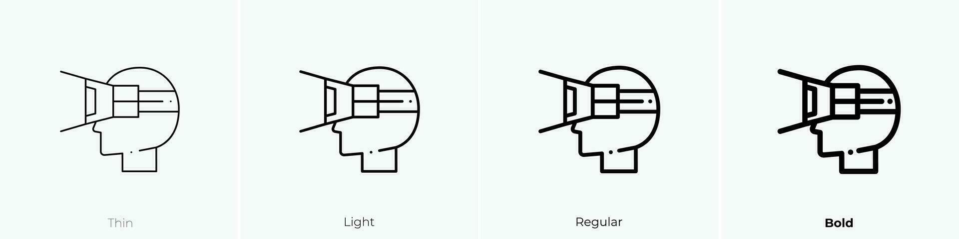 vr lentes 1 icono. delgado, luz, regular y negrita estilo diseño aislado en blanco antecedentes vector