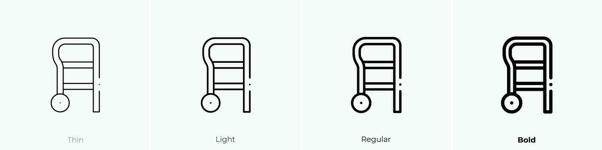 walker icon. Thin, Light, Regular And Bold style design isolated on white background vector