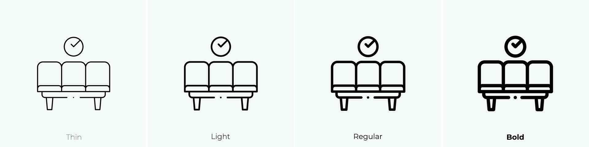 waiting room icon. Thin, Light, Regular And Bold style design isolated on white background vector