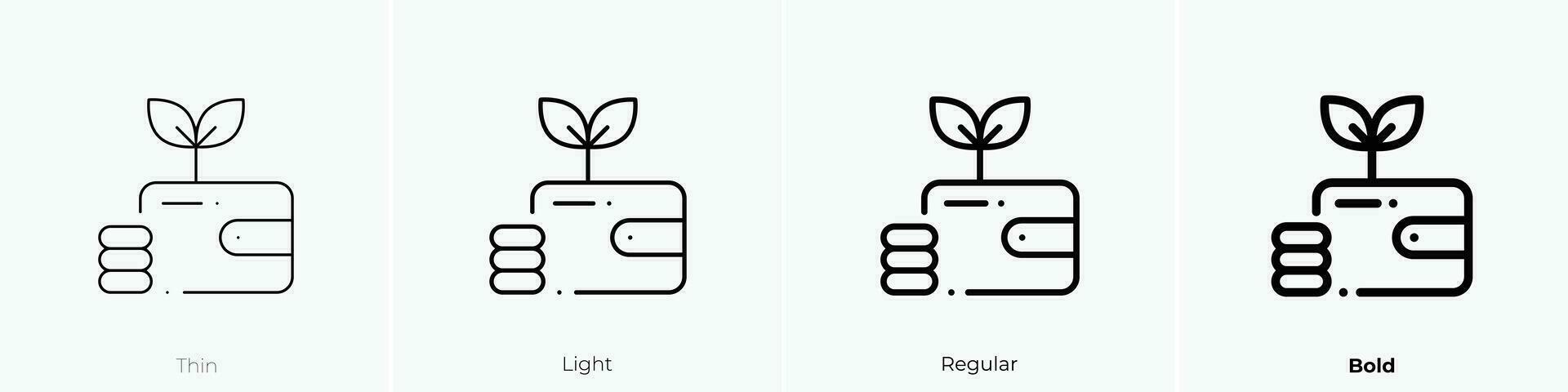wallet icon. Thin, Light, Regular And Bold style design isolated on white background vector