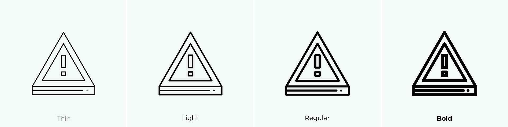 warning icon. Thin, Light, Regular And Bold style design isolated on white background vector