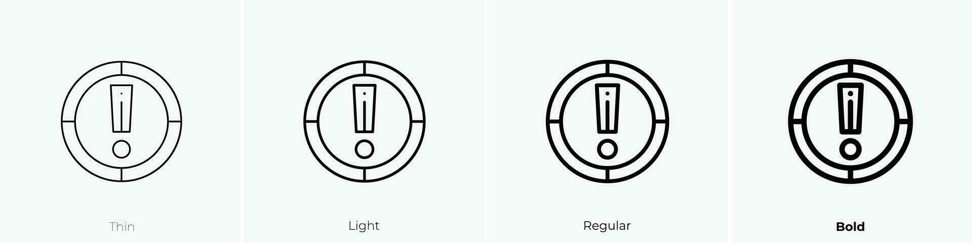 warning icon. Thin, Light, Regular And Bold style design isolated on white background vector