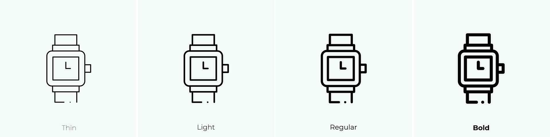 watch icon. Thin, Light, Regular And Bold style design isolated on white background vector
