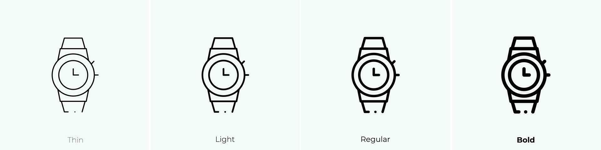 watch icon. Thin, Light, Regular And Bold style design isolated on white background vector