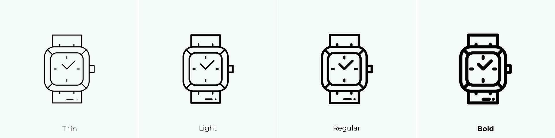 watch icon. Thin, Light, Regular And Bold style design isolated on white background vector