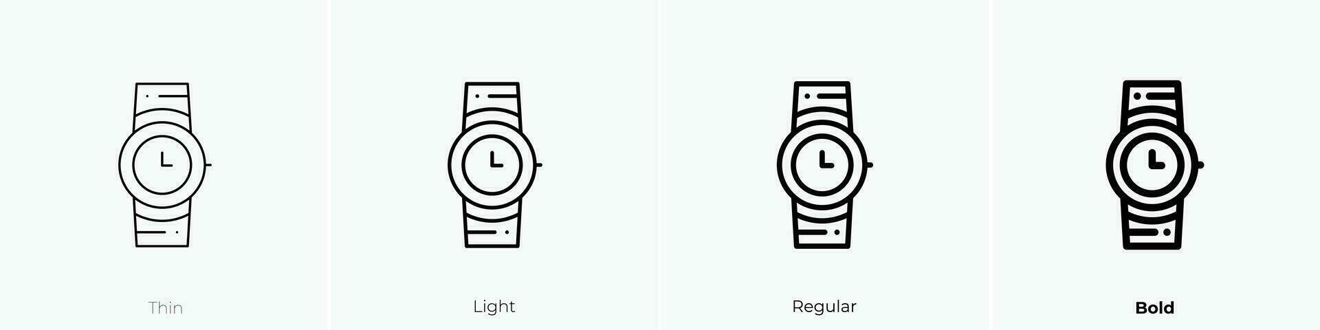 watch icon. Thin, Light, Regular And Bold style design isolated on white background vector