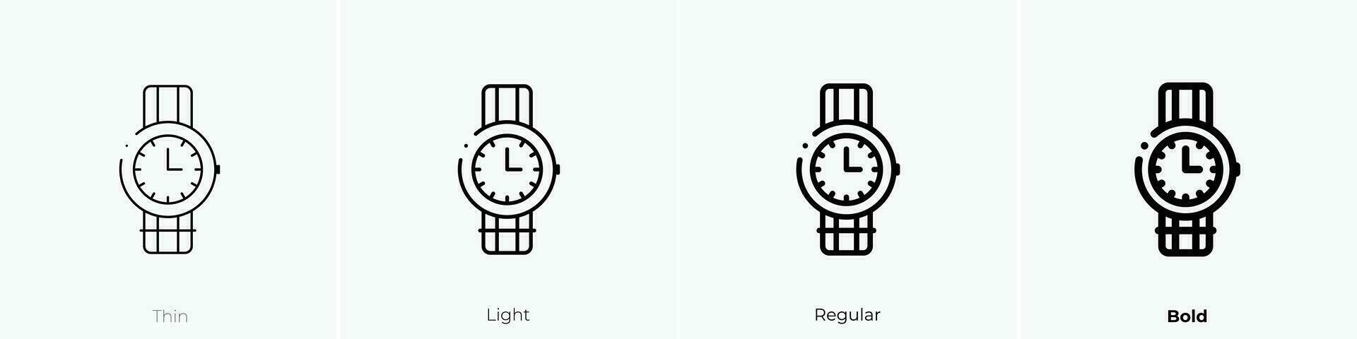 watch icon. Thin, Light, Regular And Bold style design isolated on white background vector