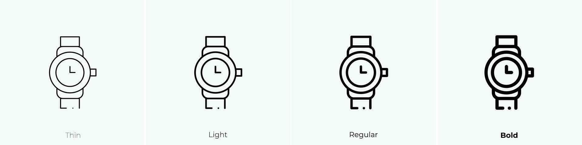 watch icon. Thin, Light, Regular And Bold style design isolated on white background vector