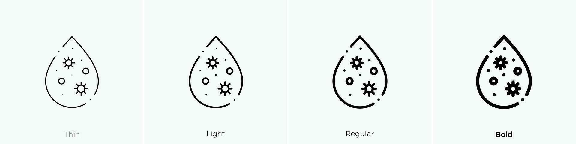 agua contaminación icono. delgado, luz, regular y negrita estilo diseño aislado en blanco antecedentes vector