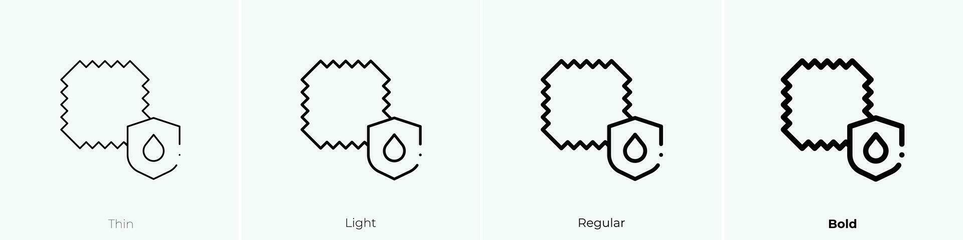 agua resistente icono. delgado, luz, regular y negrita estilo diseño aislado en blanco antecedentes vector