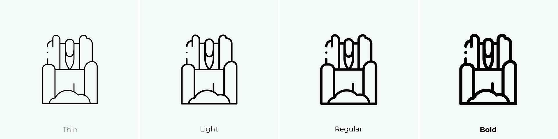 waterfall icon. Thin, Light, Regular And Bold style design isolated on white background vector
