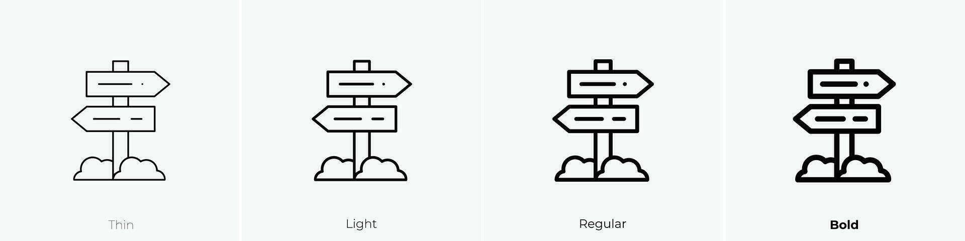 orientación icono. delgado, luz, regular y negrita estilo diseño aislado en blanco antecedentes vector