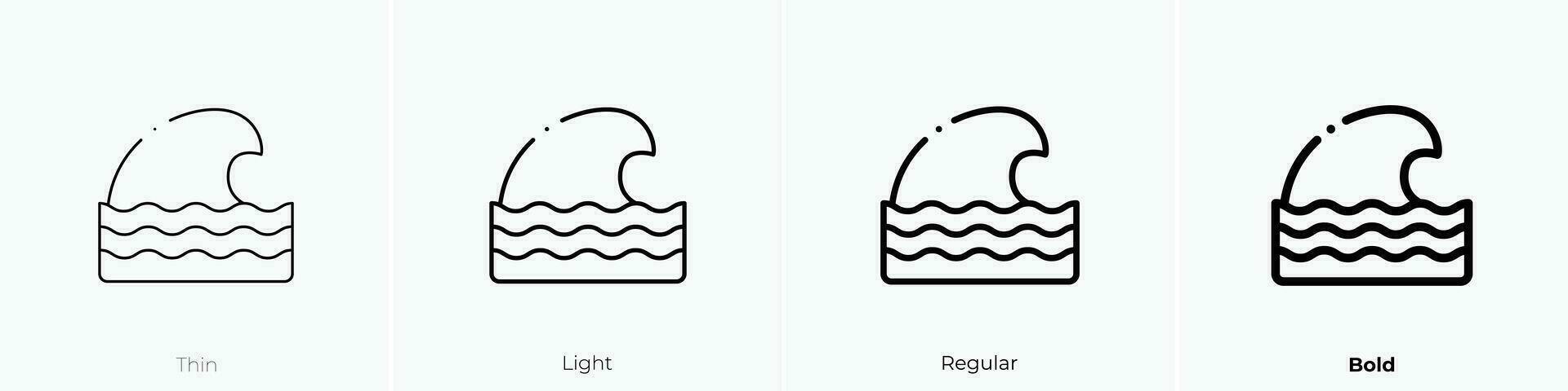 waves icon. Thin, Light, Regular And Bold style design isolated on white background vector