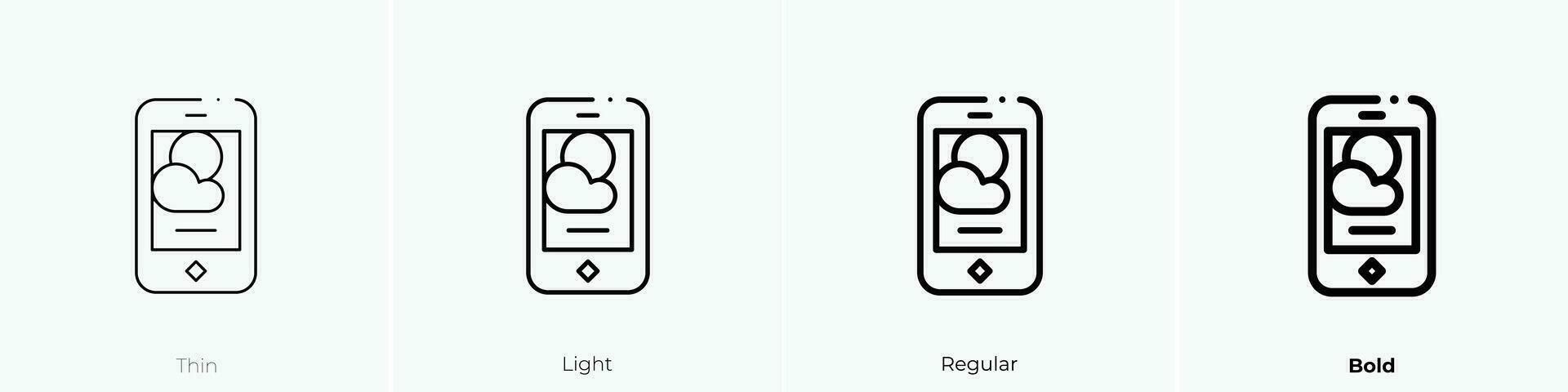 clima pronóstico icono. delgado, luz, regular y negrita estilo diseño aislado en blanco antecedentes vector