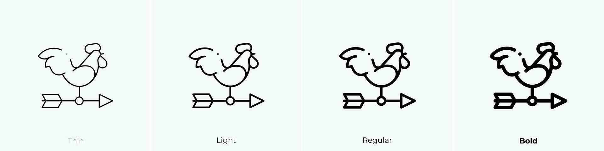 weather vane icon. Thin, Light, Regular And Bold style design isolated on white background vector