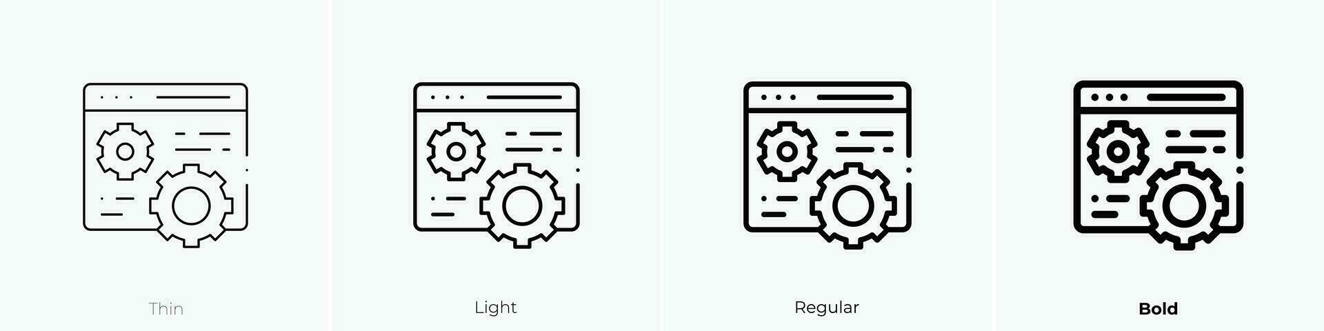 web mantenimiento icono. delgado, luz, regular y negrita estilo diseño aislado en blanco antecedentes vector