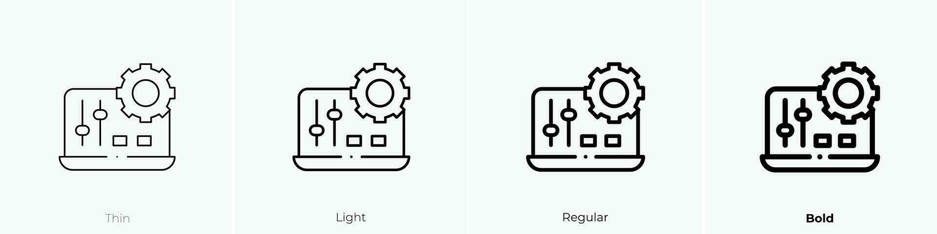 sitio web icono. delgado, luz, regular y negrita estilo diseño aislado en blanco antecedentes vector